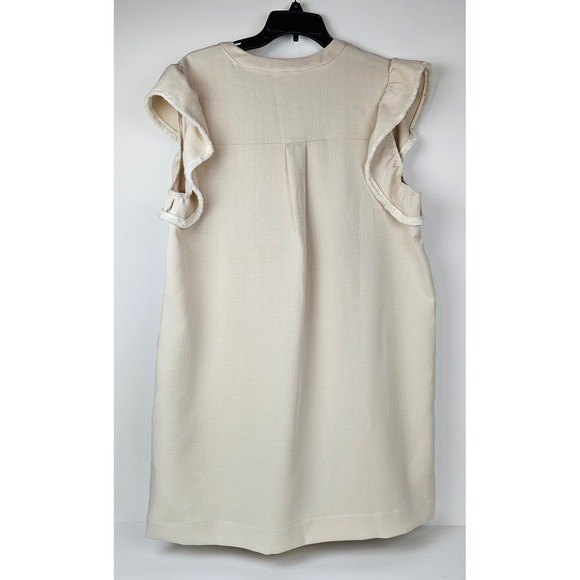 THML Cream Frayed Sleeve V Neck Babydoll Dress Plus XL Coquette Boho Resort - Picture 3 of 7